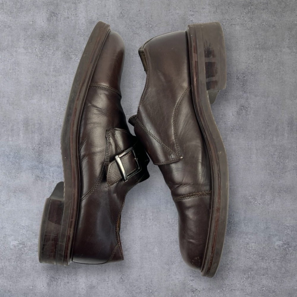 GH Bass & Co Brown Leather Monk Strap Oxford Shoes Sz: 11M - Picture 4 of 10